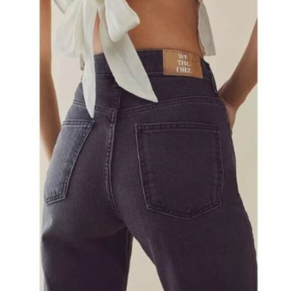 We the Free | Pacifica Straight Leg Jeans Rigid Denim High Rise in Worn Black 31 - Picture 2 of 11